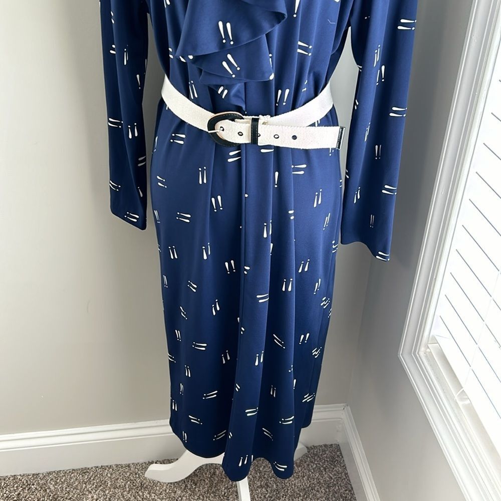 Vintage Blair Shirt Navy Exclamation Retro 80s 90s Business Longsleeve Dress - Picture 5 of 12